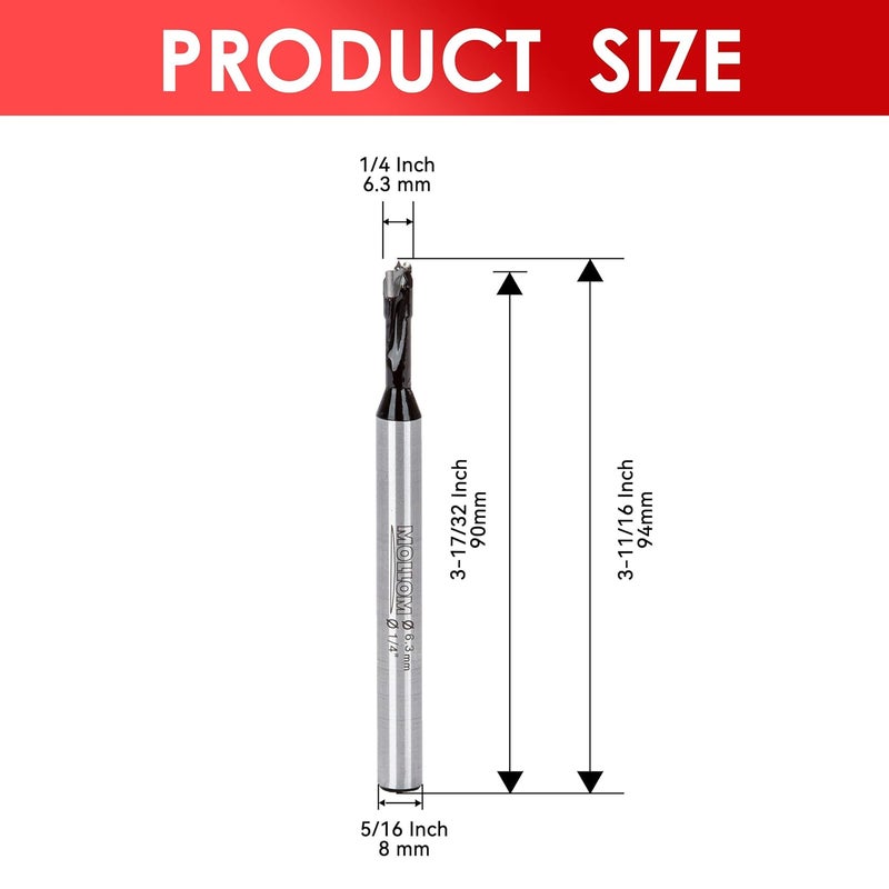 Mollom 1/4" (6.3mm) Forstner Drill Bit for Precise Woodworking with Durable YG8 Carbide Thickness of 1.6mm,This Hinge Cutter Tool is Ideal for Hard Wood, Plastic, Plywood - Image 2